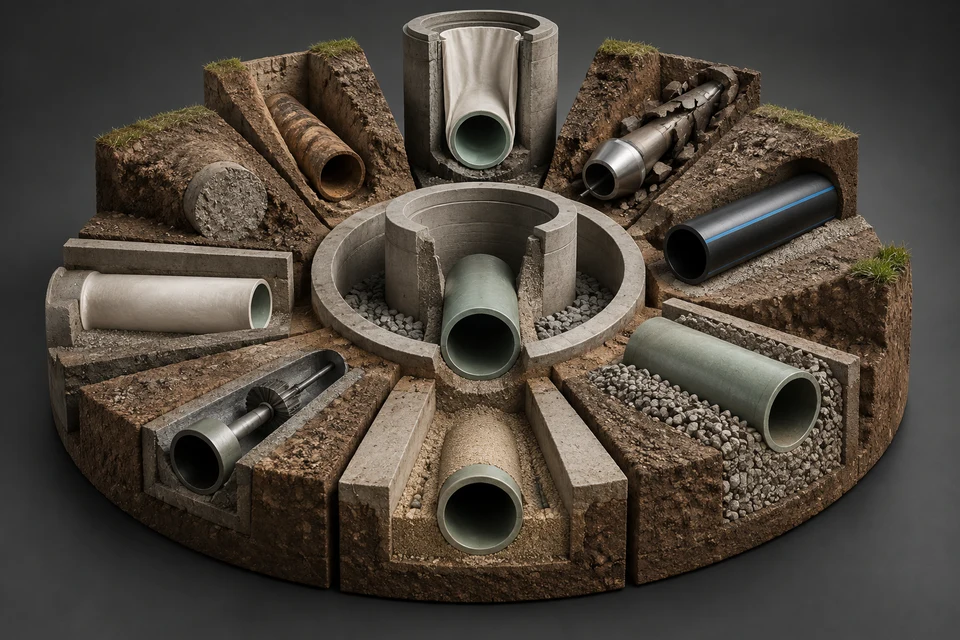 Conceptual illustration of invert · socket · building drain
